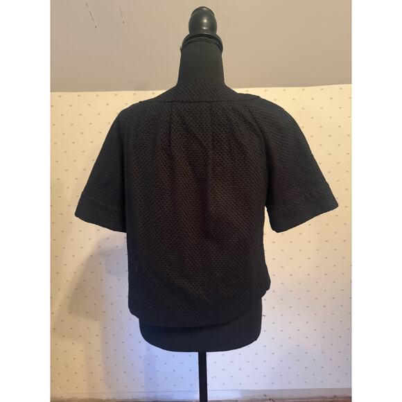 KENNETH COLE REACTION Black Cotton Short Sleeve Jacket Blazer Size 8 - Picture 4 of 6